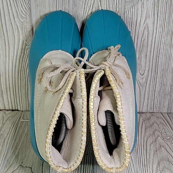 Jack Rogers Chloe Teal and Gold Duck Boots Womens Size 10 - Picture 7 of 12